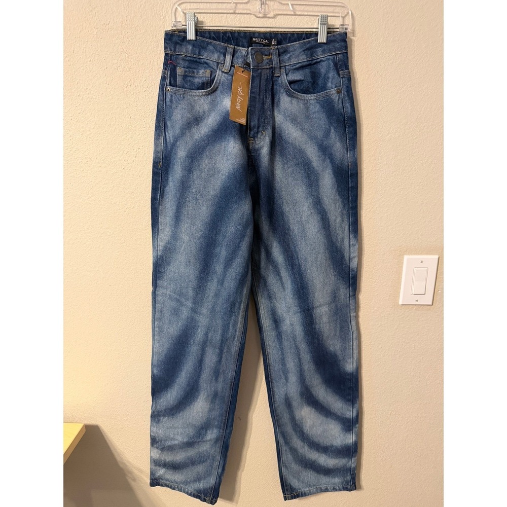 Nasty Gal Organic Jeans Blue Tie Dye Straight Leg Women Size 4